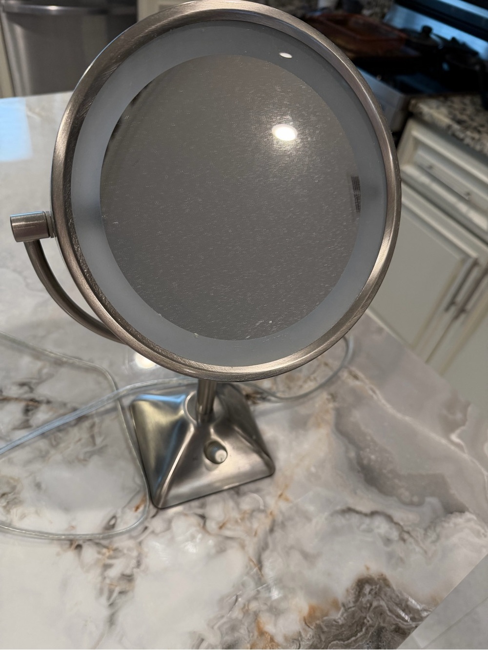 LED Lighted Makeup Mirror in Brushed Silver Finish